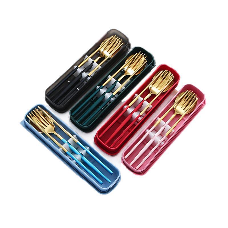 5PC Stainless Steel Portable Cutlery Set - Fork Spoon for Travel & Picnic - Green V528-JY68-GREEN-137491