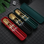 5PC Stainless Steel Portable Cutlery Set - Fork Spoon for Travel & Picnic - Green V528-JY68-GREEN-137491