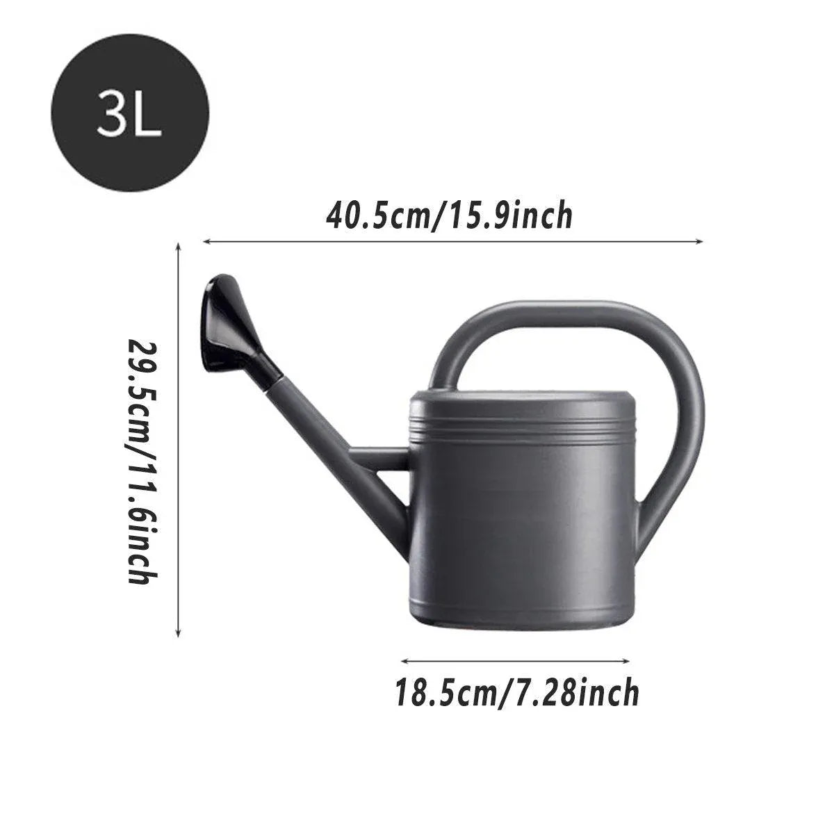 3L Gray Retro Watering Can Long Spout Large Capacity Shower Kettle for Garden V528-KETTLE-3L-GREY-863120