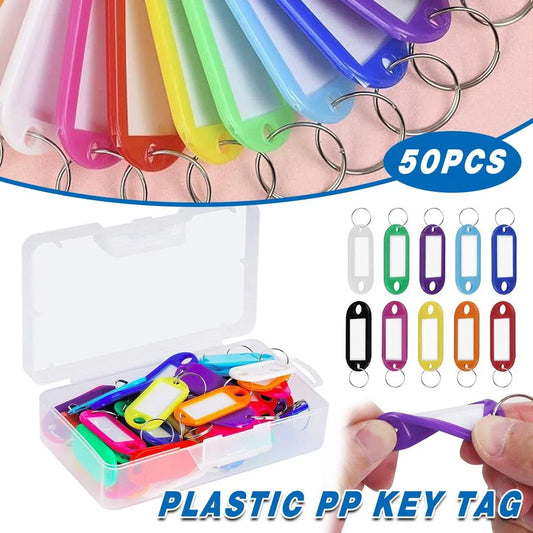 50pcs Colourful Boxed Key Tags Luggage ID Marker Labels Organiser Tag Holder V528-KEY-BANK-50PCS-512237