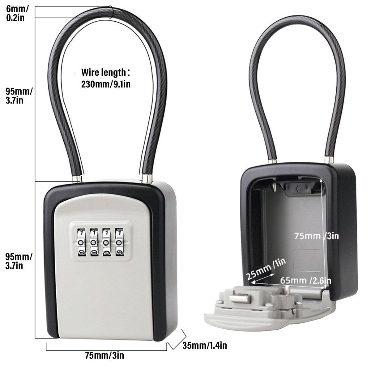 Portable Key Lock Box Hanging Combination Storage Organizer for Home Security - Black V528-KEY-SAFE-CHAIN-BLACK-821944