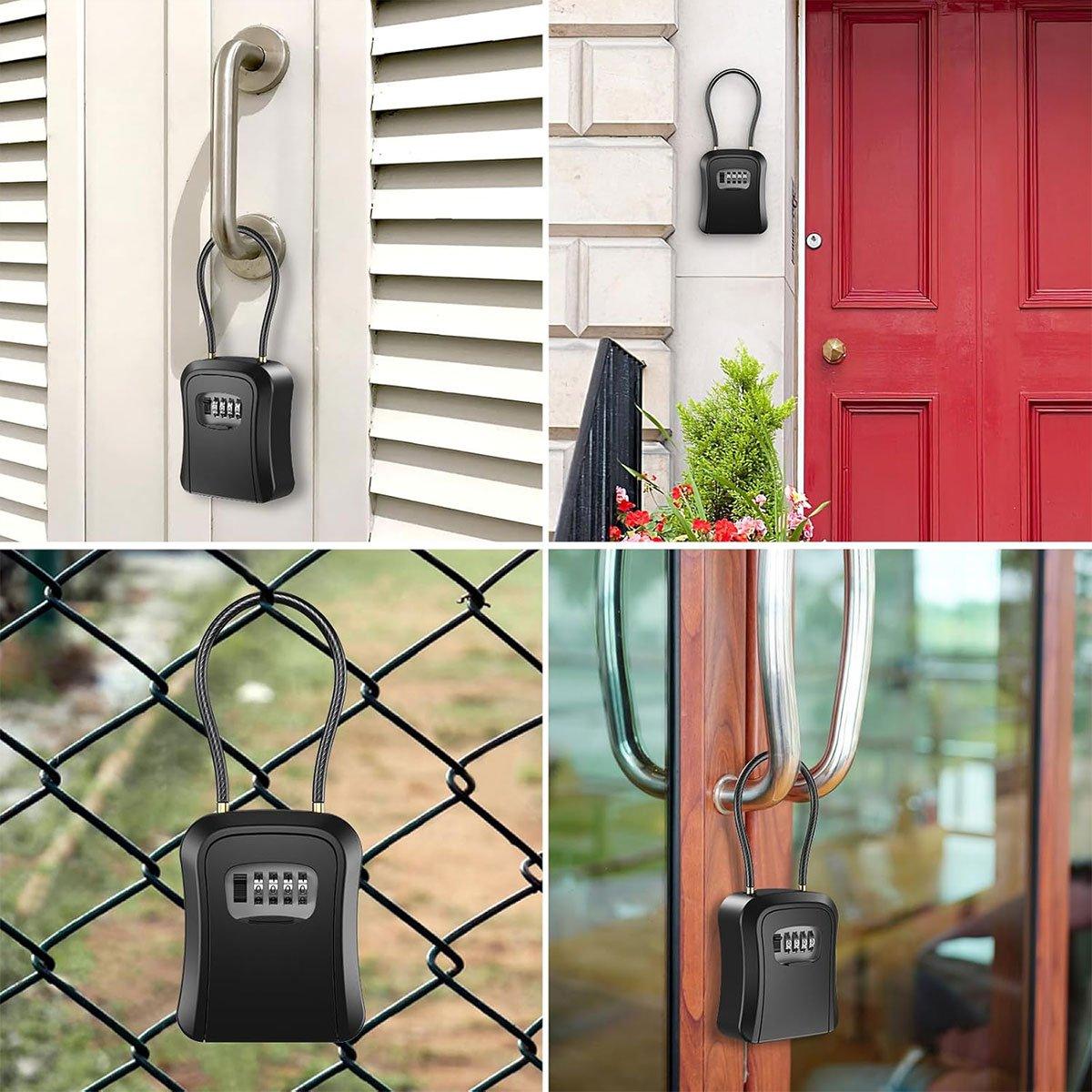 Portable Key Lock Box Hanging Combination Storage Organizer for Home Security - Black V528-KEY-SAFE-CHAIN-BLACK-821944