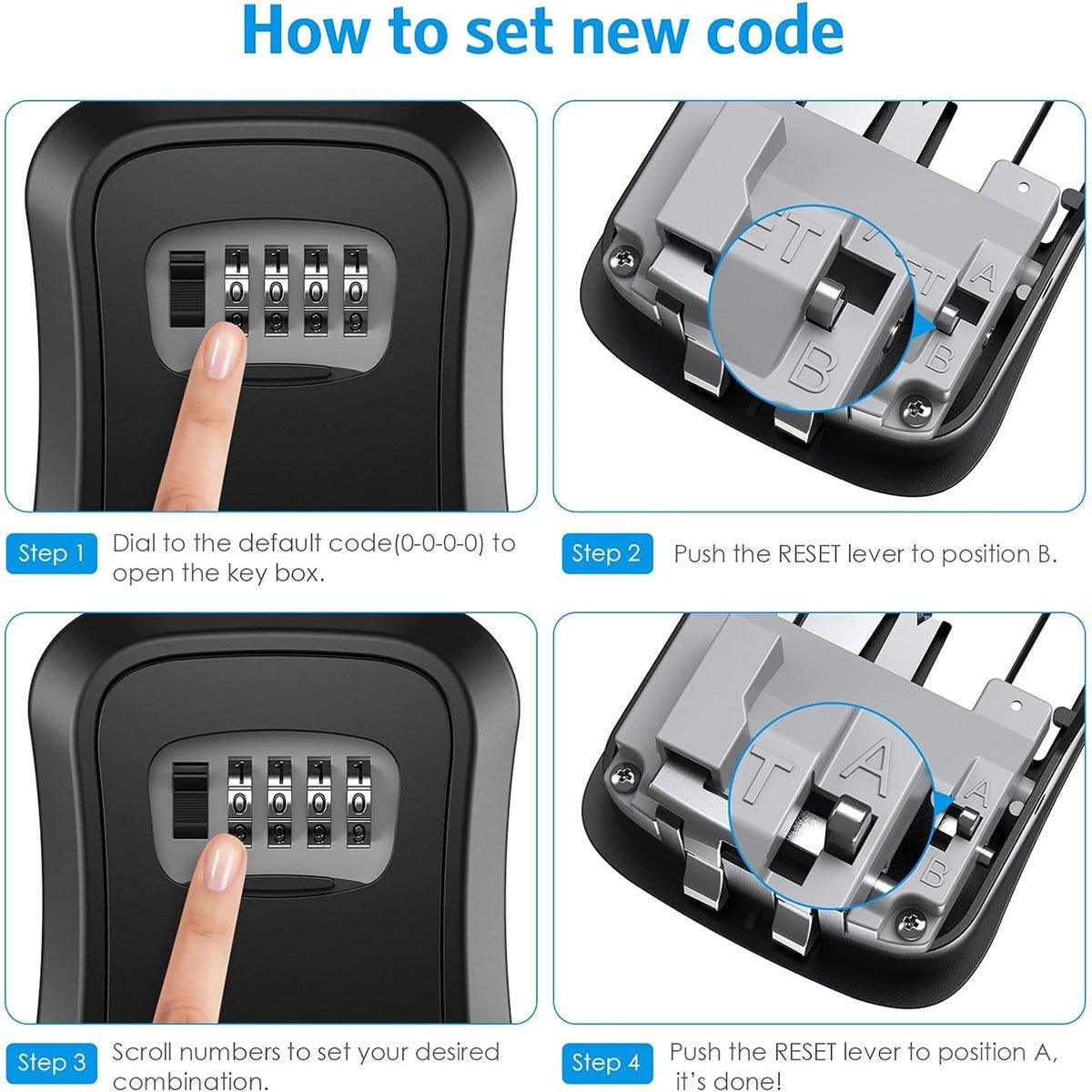Portable Key Lock Box Hanging Combination Storage Organizer for Home Security - Black V528-KEY-SAFE-CHAIN-BLACK-821944