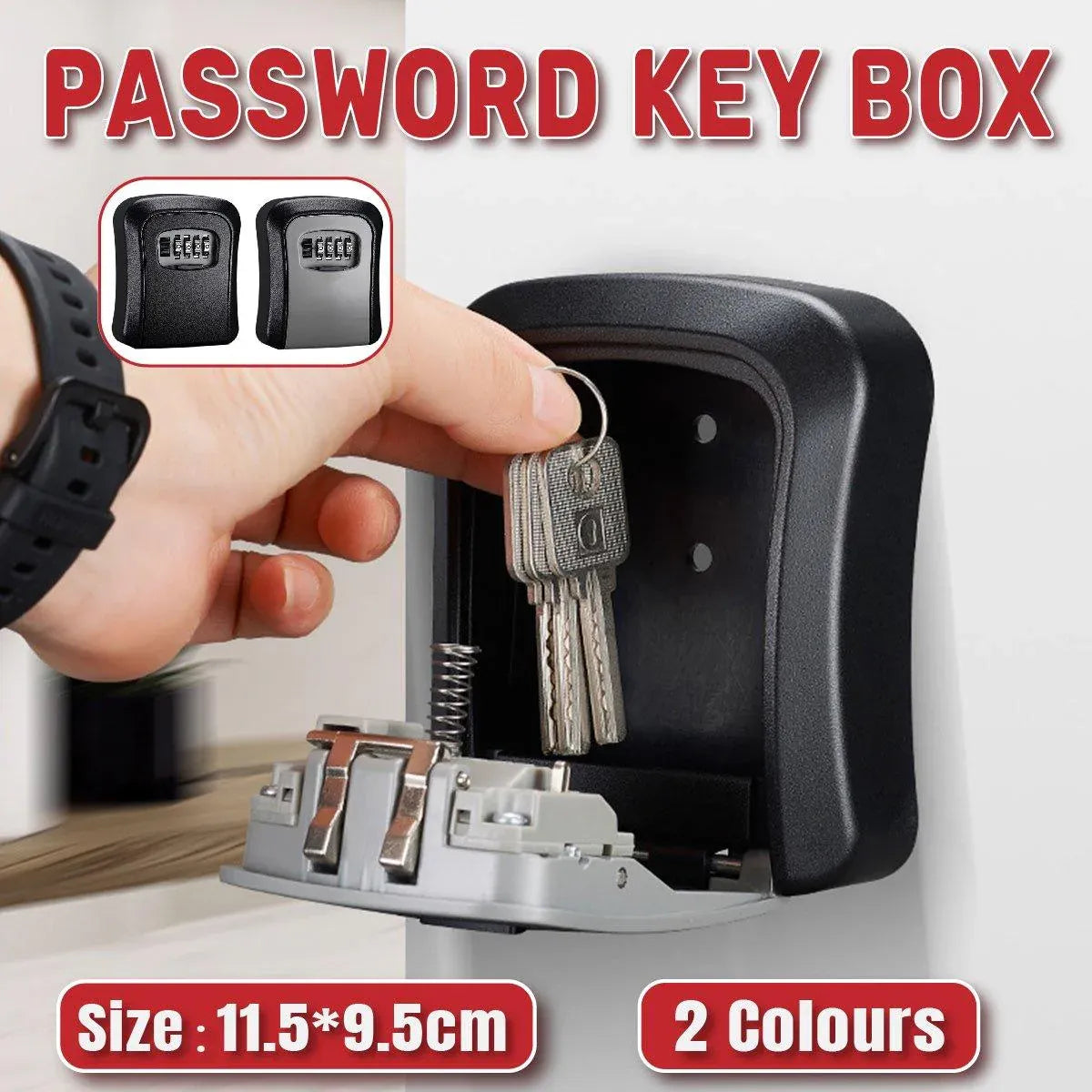 Combination Key Box with Combination Lock for Home Office Security Storage - Black V528-KEY-SAFE-WALL-BLACK-293597