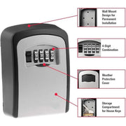 Combination Key Box with Combination Lock for Home Office Security Storage - Grey V528-KEY-SAFE-WALL-GREY-322133