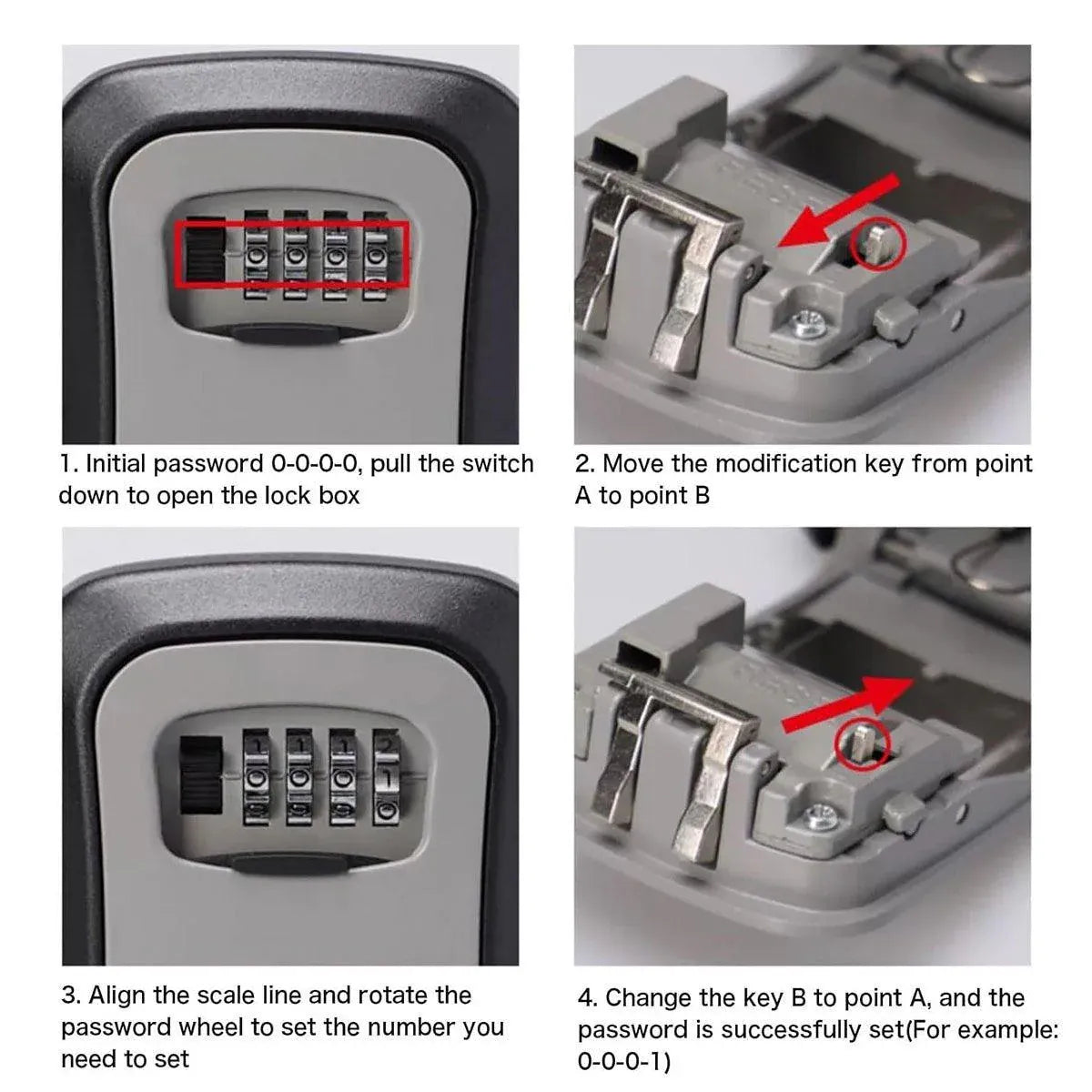 Combination Key Box with Combination Lock for Home Office Security Storage - Grey V528-KEY-SAFE-WALL-GREY-322133