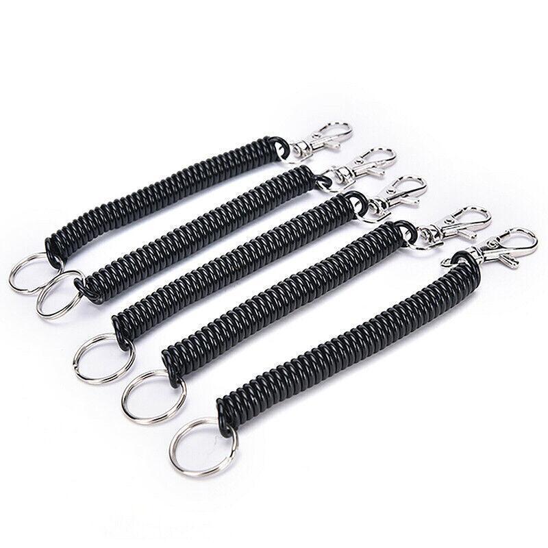 4Pcs Elastic Phone Elastic Spiral Spring Coil Strap Rope Lanyard Key Chain Black V528-KEYCHAIN-4PCS-45422
