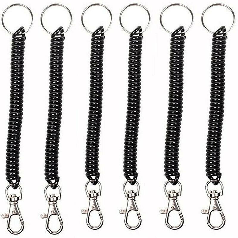 4Pcs Elastic Phone Elastic Spiral Spring Coil Strap Rope Lanyard Key Chain Black V528-KEYCHAIN-4PCS-45422