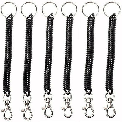 4Pcs Elastic Phone Elastic Spiral Spring Coil Strap Rope Lanyard Key Chain Black V528-KEYCHAIN-4PCS-45422