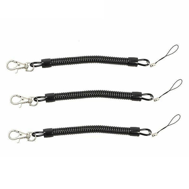 4Pcs Elastic Phone Elastic Spiral Spring Coil Strap Rope Lanyard Key Chain Black V528-KEYCHAIN-4PCS-45422