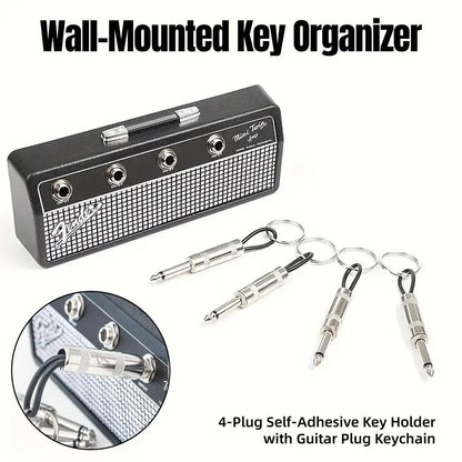 Guitar Shaped Wall Mounted Key Holder Decorative Storage Rack Home Organiser V528-KEYCHAIN-540809