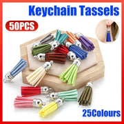 50X Leather Key Chain Ring Tassel Pendants Bulk Mixed DIY Crafts Jewelry Making V528-KEYCHAINTASSELS-50PCS-894463