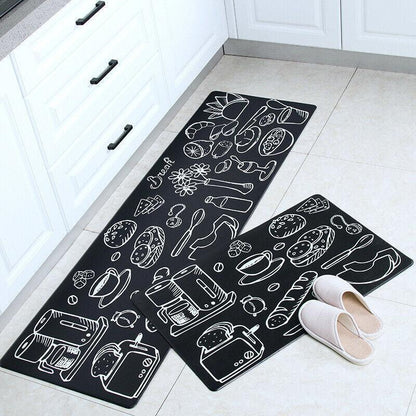 45x180cm Kitchen Mat Non-Slip Waterproof Pvc Floor Rug Carpet Anti-Oil Easy Clean - Kitchen V528-KITCHENMAT-KITCHEN-45-180-990070