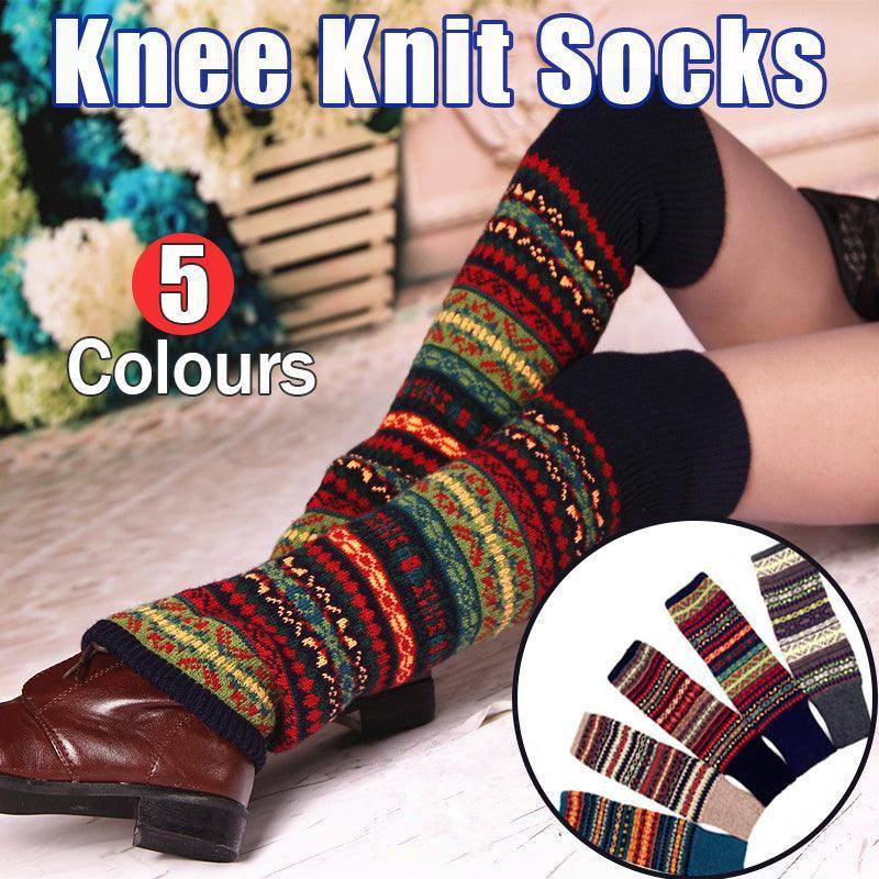 Women Ladies Winter Warm Knit Wool Leg Warmer Woolen Knee Knit Socks Leggings - Khaki V528-KNEEKNITSOCKS-KHAKI-658613