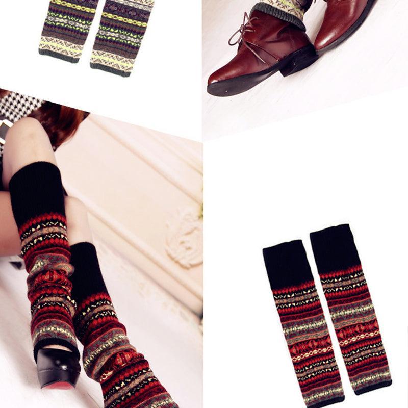 Women Ladies Winter Warm Knit Wool Leg Warmer Woolen Knee Knit Socks Leggings - Navy V528-KNEEKNITSOCKS-NAVYBLUE-716261