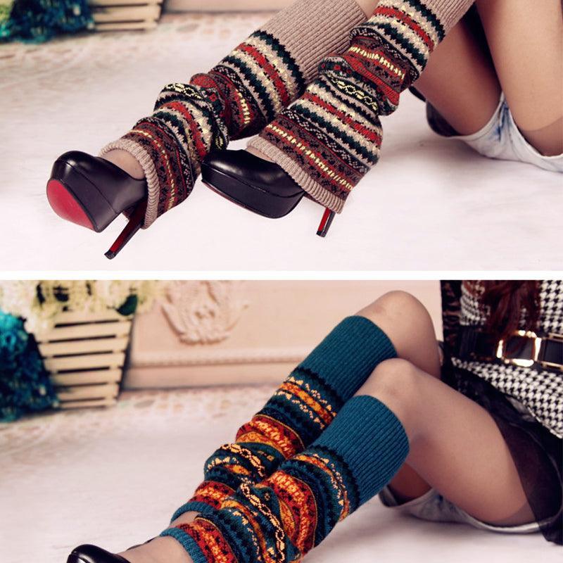 Women Ladies Winter Warm Knit Wool Leg Warmer Woolen Knee Knit Socks Leggings - Navy V528-KNEEKNITSOCKS-NAVYBLUE-716261