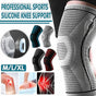 Black Knee Brace Knee Compression Sleeve Professional Sports Silicone Knee Support - L V528-KNEESUPPORT-BLACK-L-483970