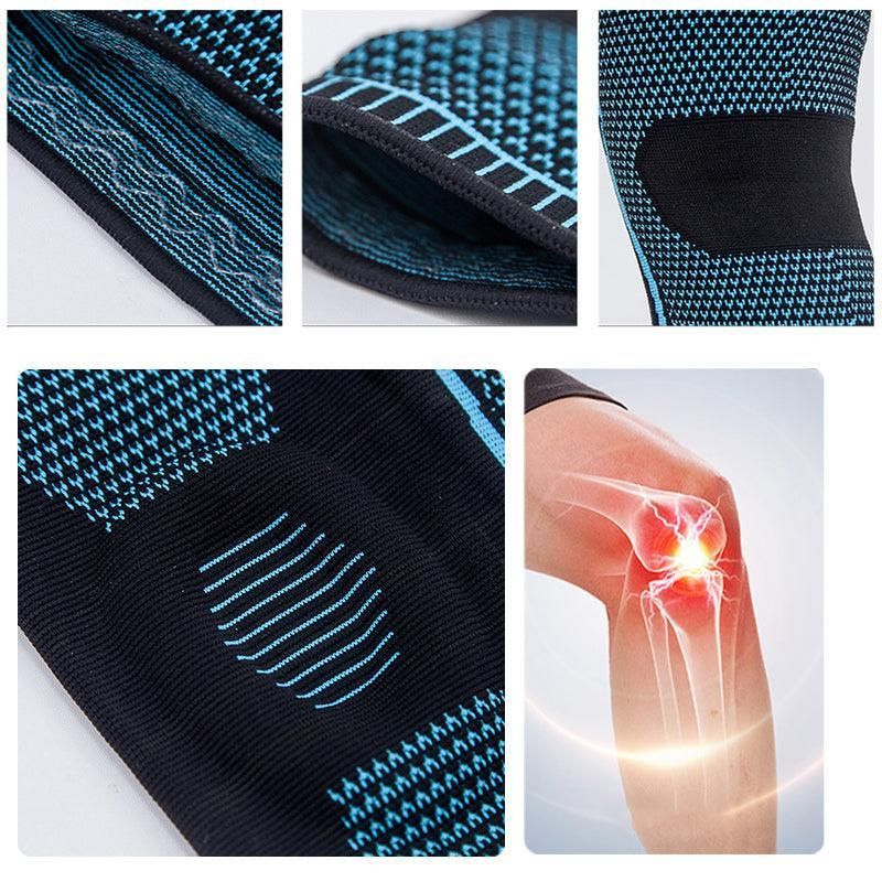 Black Knee Brace Knee Compression Sleeve Professional Sports Silicone Knee Support - XL V528-KNEESUPPORT-BLACK-L-821956