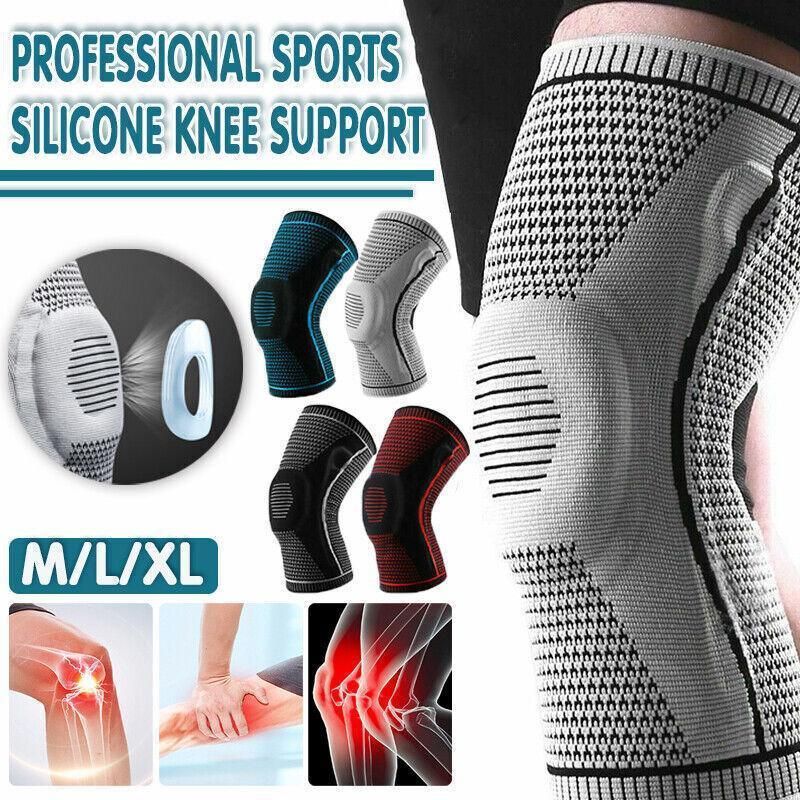 Blue Knee Brace Knee Compression Sleeve Professional Sports Silicone Knee Support - XL V528-KNEESUPPORT-BLUE-L-447517