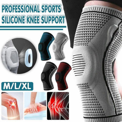 Blue Knee Brace Knee Compression Sleeve Professional Sports Silicone Knee Support - M V528-KNEESUPPORT-BLUE-M-163737