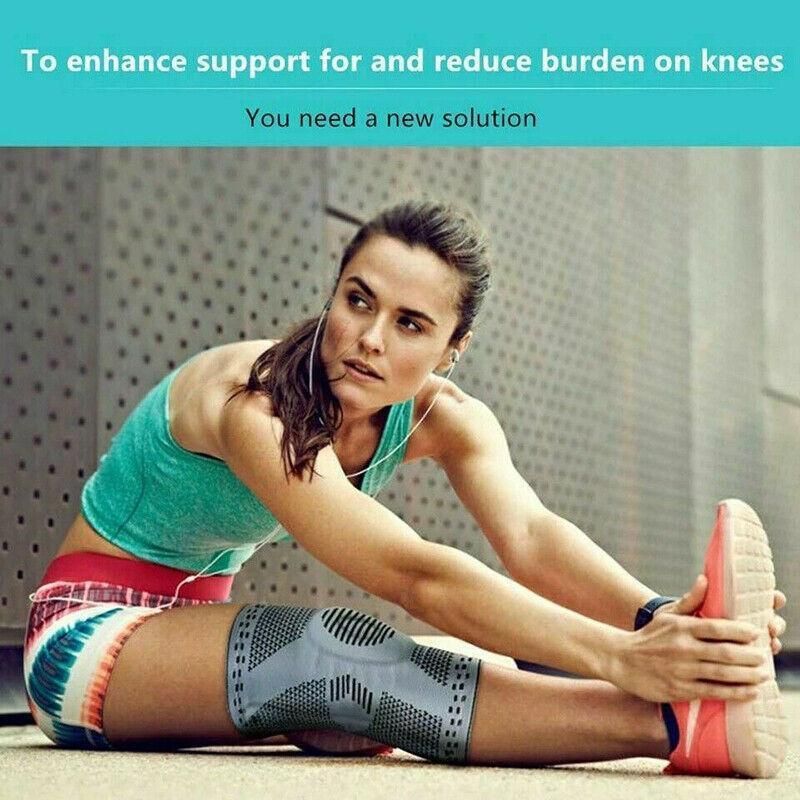 Red Knee Brace Knee Compression Sleeve Professional Sports Silicone Knee Support - XL V528-KNEESUPPORT-RED-L-892413