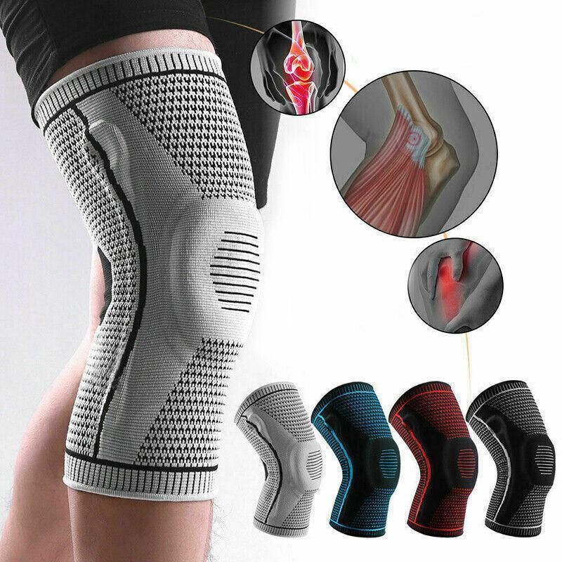 Red Knee Brace Knee Compression Sleeve Professional Sports Silicone Knee Support - XL V528-KNEESUPPORT-RED-L-892413