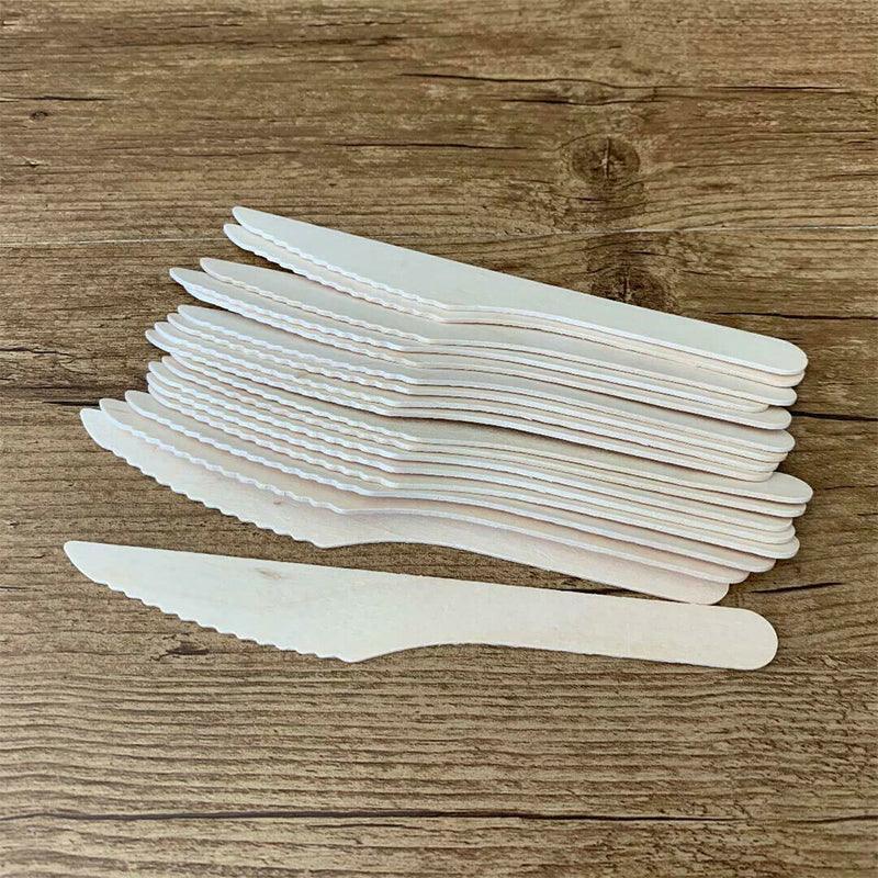 Wooden Cutlery Set Disposable Bamboo Wood Bulk Buy Forks Spoons Knives Party - 100PCS Knives V528-KNIFE-100PCS-6445501