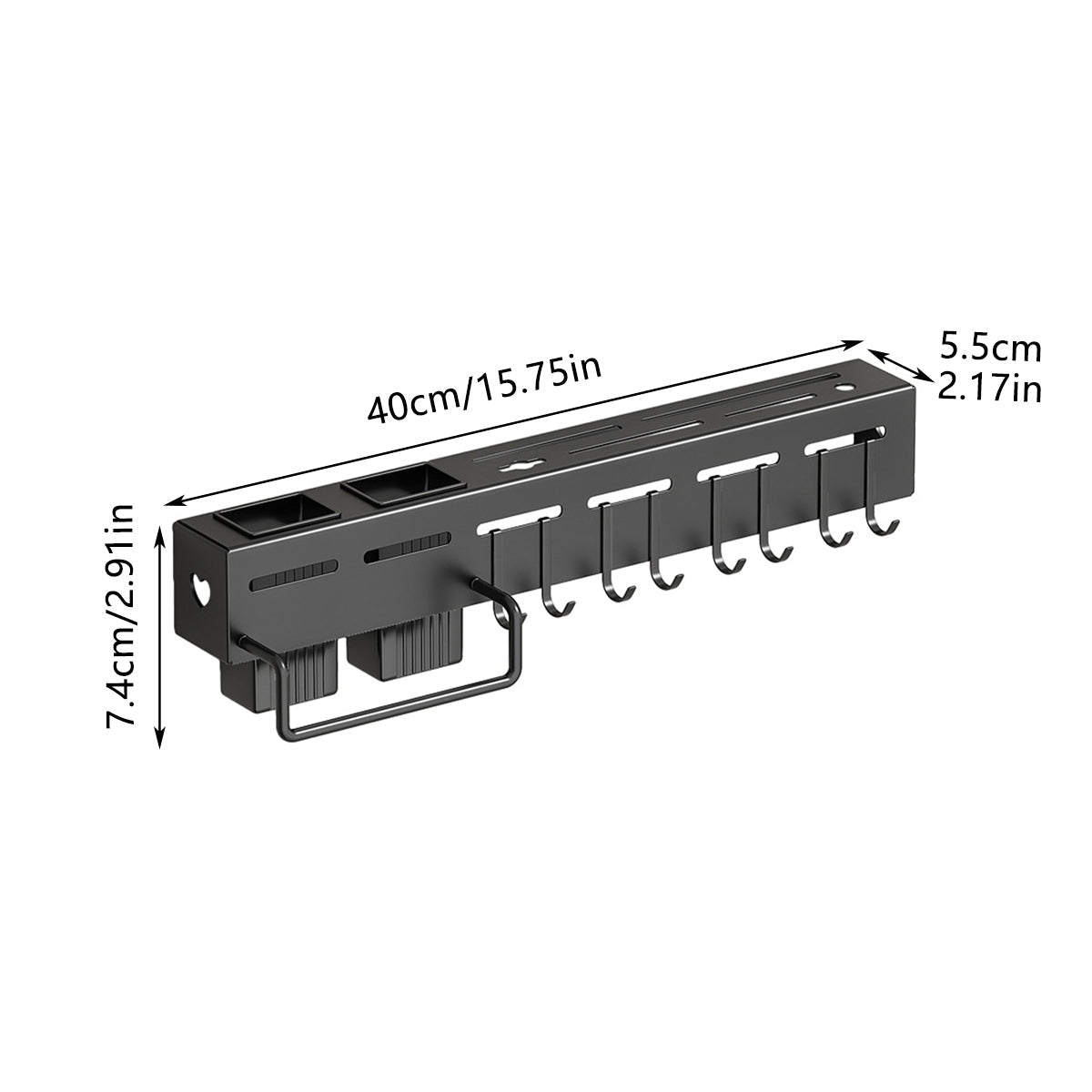 Stainless Steel Kitchen Utensil Storage Rack Organiser Knife Pan Holder Shelves V528-KNIFE-REST-BLACK-40CM-116441