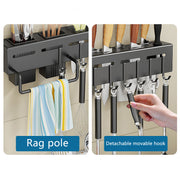 Stainless Steel Kitchen Utensil Storage Rack Organiser Knife Pan Holder Shelves V528-KNIFE-REST-BLACK-40CM-116441
