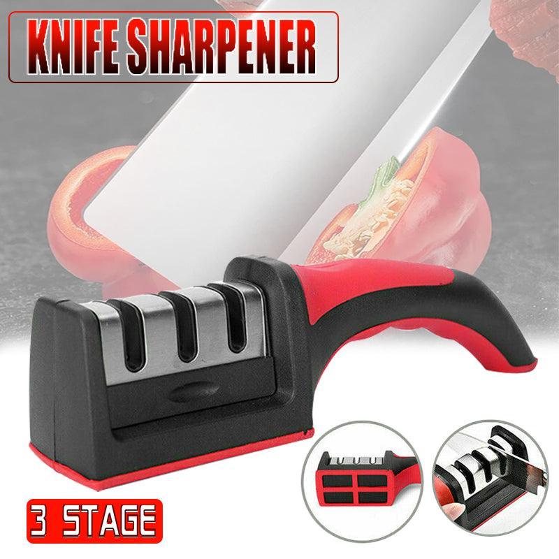 Au Knife Sharpener 3 Stage Kitchen Diamond Sharp Knives Scissor Sharpening Tool V528-KNIFESHARPENING-REDBLACK-54224