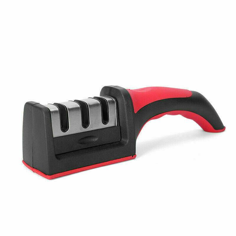 Au Knife Sharpener 3 Stage Kitchen Diamond Sharp Knives Scissor Sharpening Tool V528-KNIFESHARPENING-REDBLACK-54224