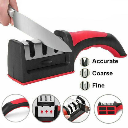 Au Knife Sharpener 3 Stage Kitchen Diamond Sharp Knives Scissor Sharpening Tool V528-KNIFESHARPENING-REDBLACK-54224