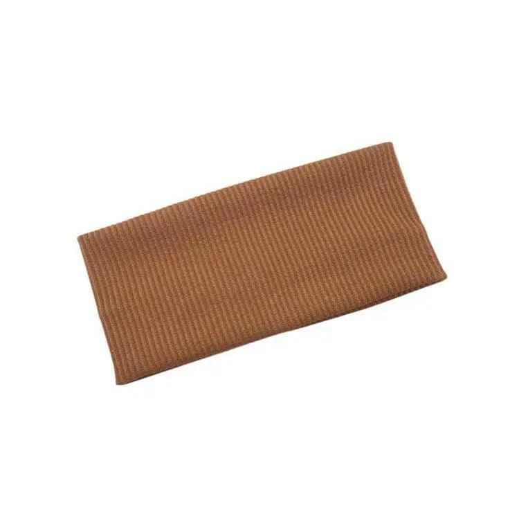 Women Headband Solid Wide Turban Knitted Cotton Hairband Girls Elastic Hair Band - Coffee V528-KNITTING-COFFEE-458658