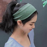 Women Headband Solid Wide Turban Knitted Cotton Hairband Girls Elastic Hair Band - Coffee V528-KNITTING-COFFEE-458658