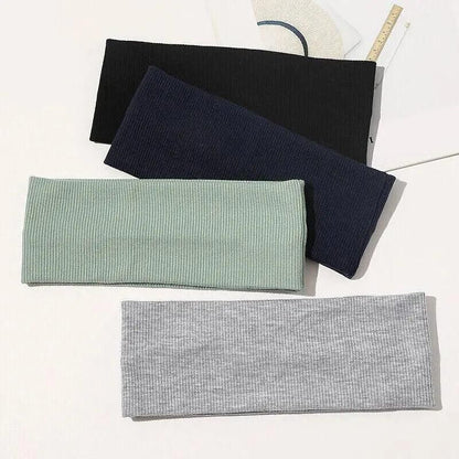 Women Headband Solid Wide Turban Knitted Cotton Hairband Girls Elastic Hair Band - Cyan V528-KNITTING-CYAN-114747