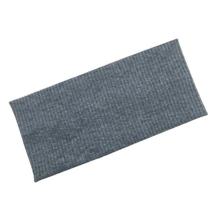 Women Headband Solid Wide Turban Knitted Cotton Hairband Girls Elastic Hair Band - Dark Grey V528-KNITTING-DARKGREY628878