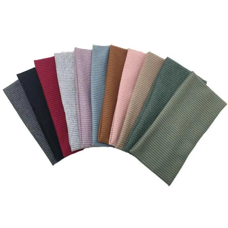 Women Headband Solid Wide Turban Knitted Cotton Hairband Girls Elastic Hair Band - Dark Grey V528-KNITTING-DARKGREY628878