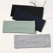 Women Headband Solid Wide Turban Knitted Cotton Hairband Girls Elastic Hair Band - Dark Grey V528-KNITTING-DARKGREY628878