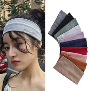 Women Headband Solid Wide Turban Knitted Cotton Hairband Girls Elastic Hair Band - Light Grey V528-KNITTING-GREY-384562