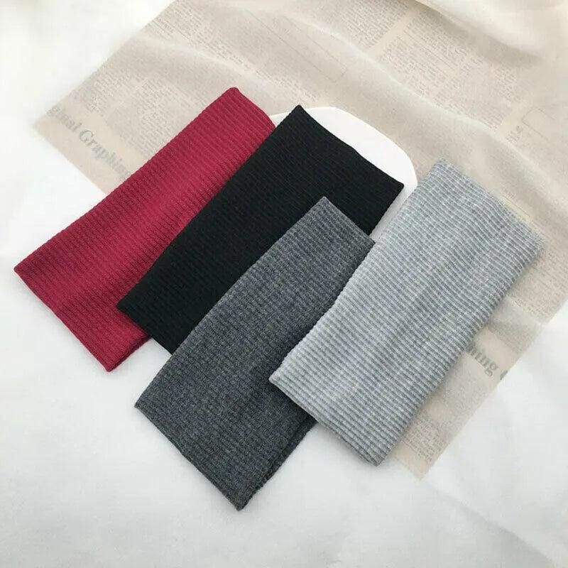 Women Headband Solid Wide Turban Knitted Cotton Hairband Girls Elastic Hair Band - Navy V528-KNITTING-NAVYBLUE-933836