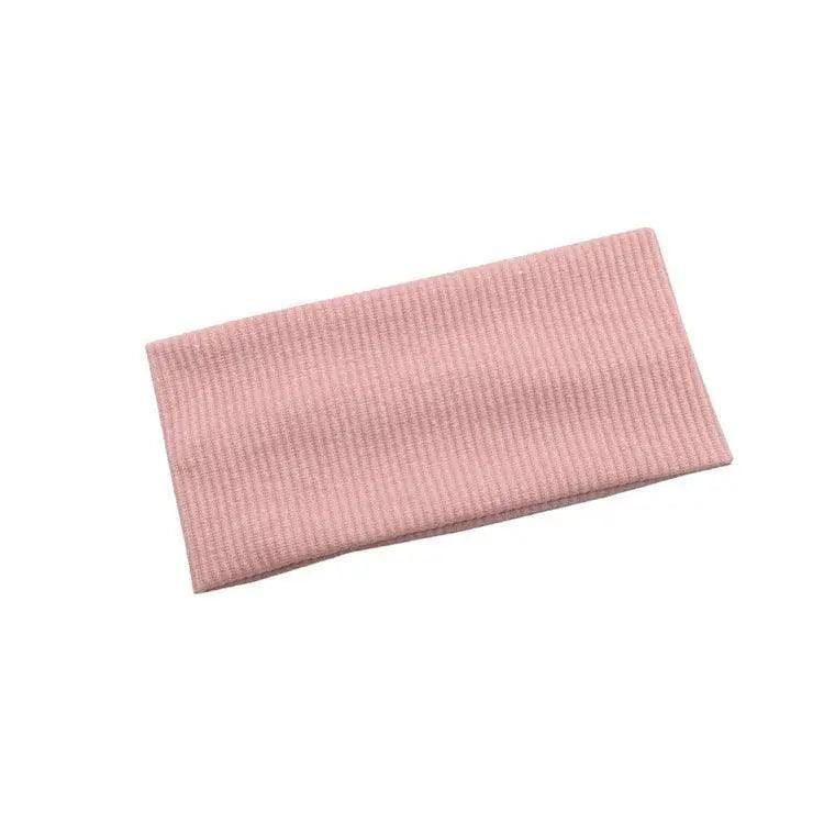 Women Headband Solid Wide Turban Knitted Cotton Hairband Girls Elastic Hair Band - Pink V528-KNITTING-PINK-385404