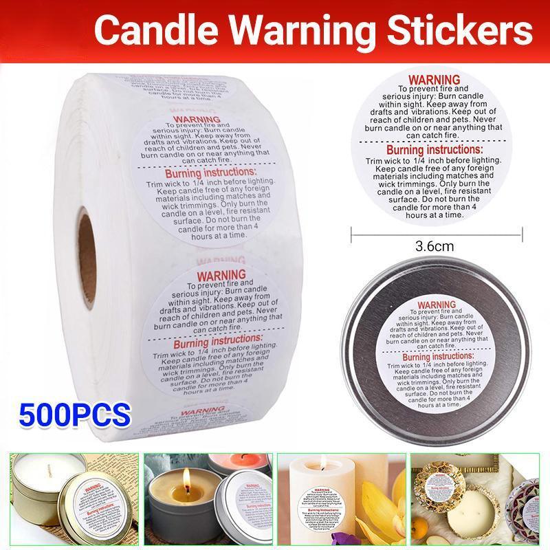 500PCS Candle Warning Labels Roll Round Stickers for Jars Wax Melts Containers V528-KNITTINGNEEDLES-377856