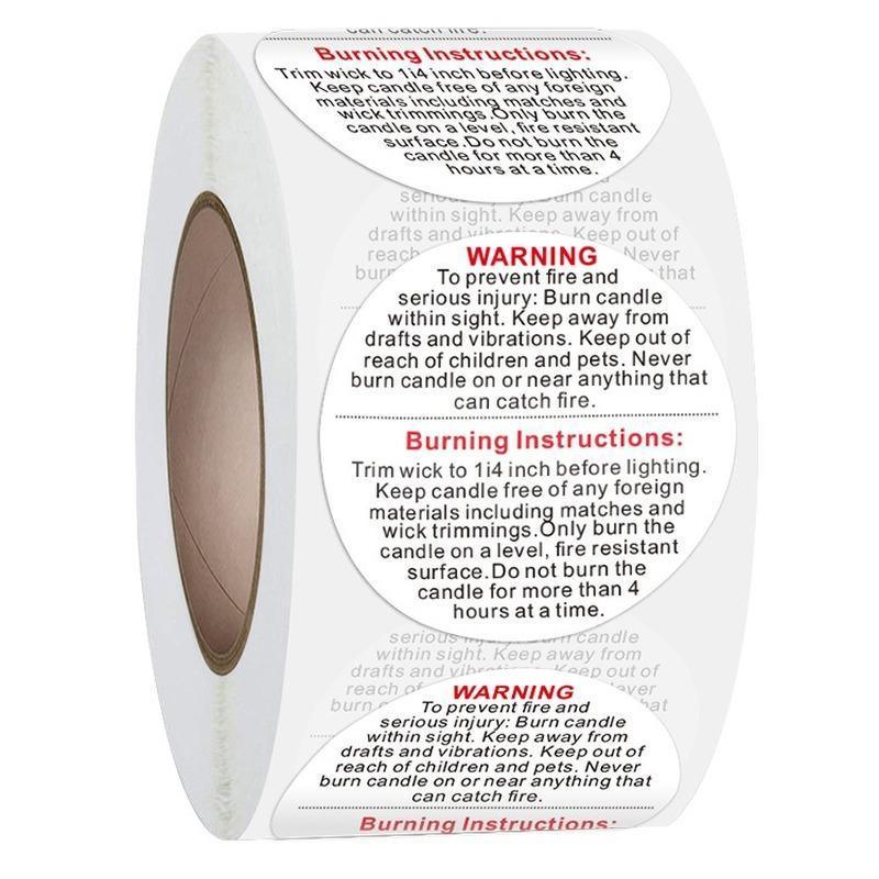 500PCS Candle Warning Labels Roll Round Stickers for Jars Wax Melts Containers V528-KNITTINGNEEDLES-377856