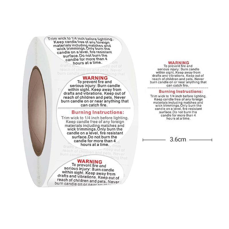 500PCS Candle Warning Labels Roll Round Stickers for Jars Wax Melts Containers V528-KNITTINGNEEDLES-377856