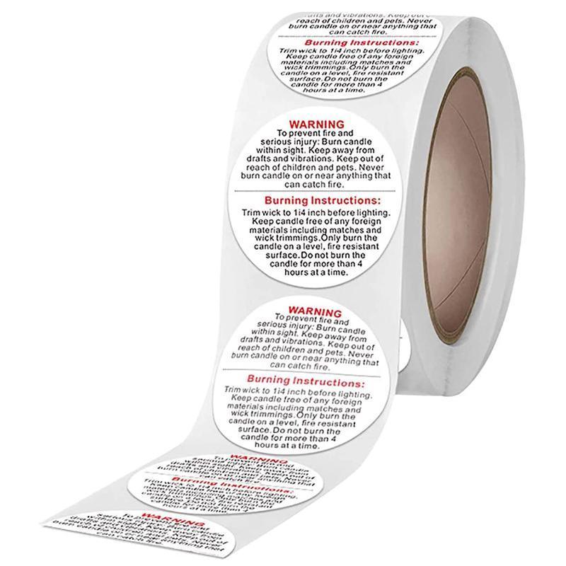 500PCS Candle Warning Labels Roll Round Stickers for Jars Wax Melts Containers V528-KNITTINGNEEDLES-377856