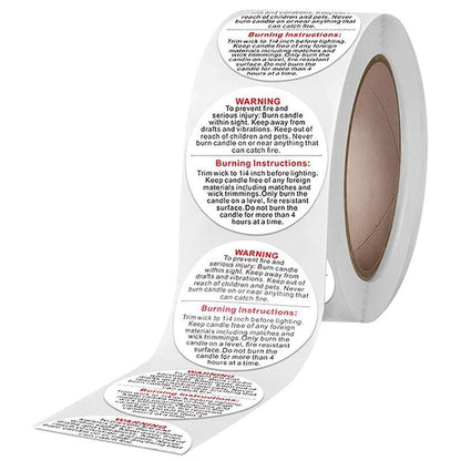 500PCS Candle Warning Labels Roll Round Stickers for Jars Wax Melts Containers V528-KNITTINGNEEDLES-377856
