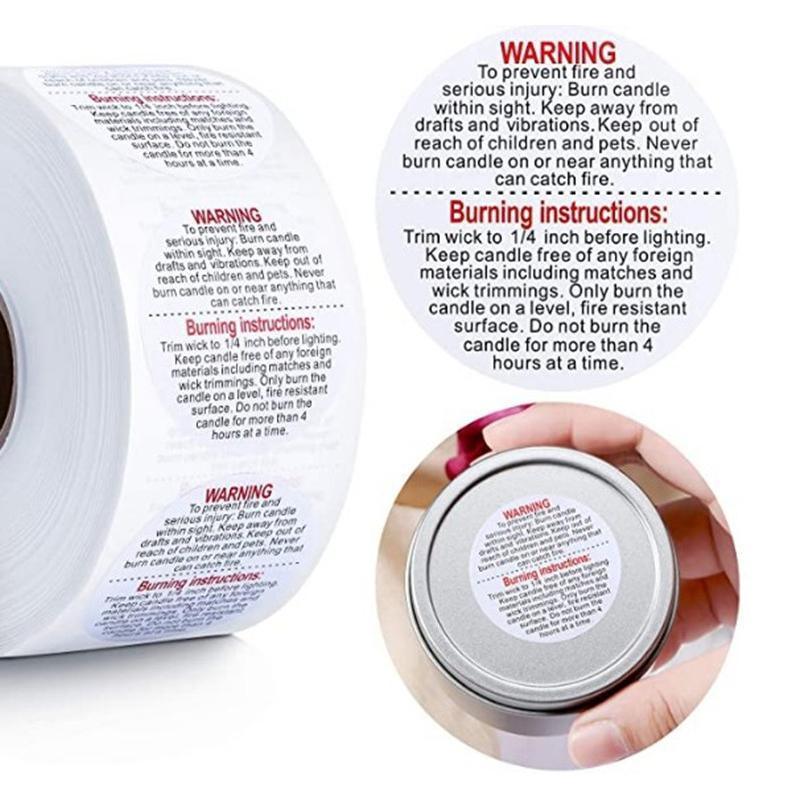 500PCS Candle Warning Labels Roll Round Stickers for Jars Wax Melts Containers V528-KNITTINGNEEDLES-377856