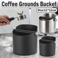 Stainless Steel Coffee Grounds Knock Box Round Tap Bucket for Household Espresso - Black V528-KNOCK-BOX-04-2-122104