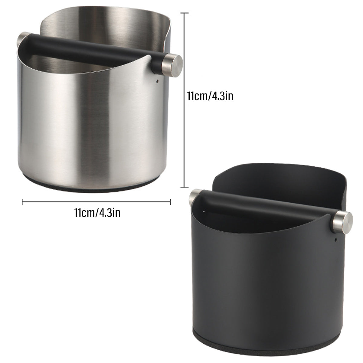 Stainless Steel Coffee Grounds Knock Box Round Tap Bucket for Household Espresso - Black V528-KNOCK-BOX-04-2-122104