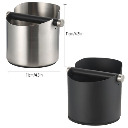 Stainless Steel Coffee Grounds Knock Box Round Tap Bucket for Household Espresso - Black V528-KNOCK-BOX-04-2-122104